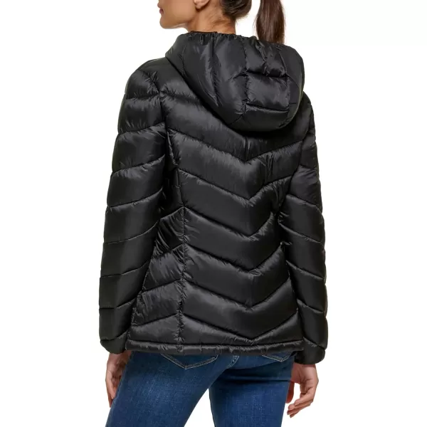 imageCalvin Klein Womens Lightweight Hooded Puffer JacketLightweight Chevron Ebony