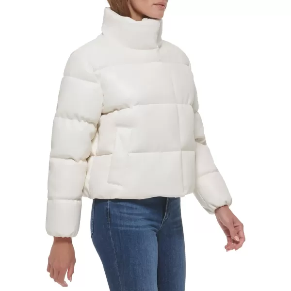 imageCalvin Klein Womens Short Fauxleather Puffer JacketFaux Leather Tofu