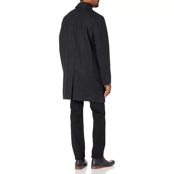 imageCole Haan Mens Melton Wool Notched Collar Coat With Welt Body PocketsCharcoal