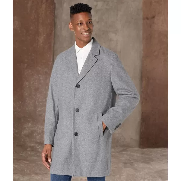 imageCole Haan Mens Melton Wool Notched Collar Coat With Welt Body PocketsLight Grey