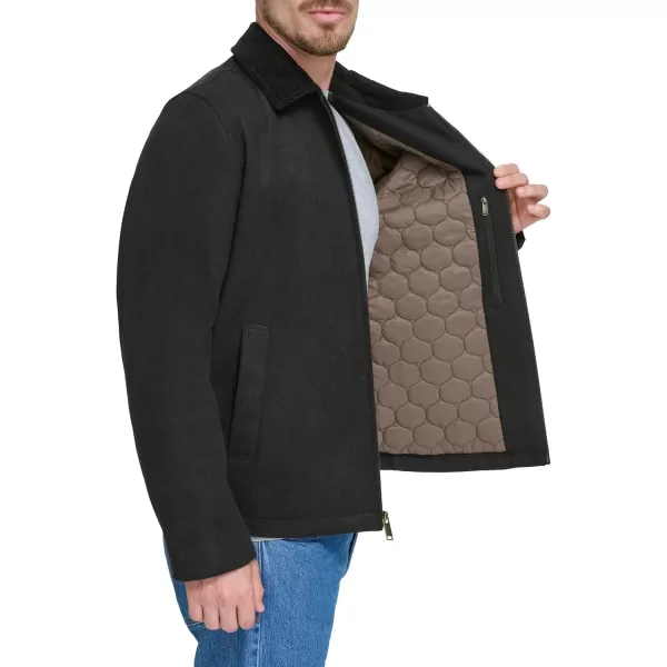 imageDOCKERS Mens Wool Blend Zip Up Jacket with Quilted BibBlack Without Bib