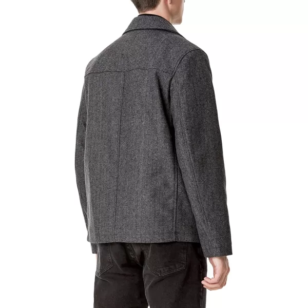 imageDOCKERS Mens Wool Blend Zip Up Jacket with Quilted BibCharcoal Herringbone