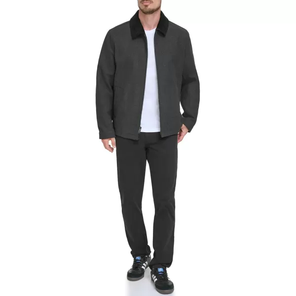 imageDOCKERS Mens Wool Blend Zip Up Jacket with Quilted BibCharcoal Without Bib