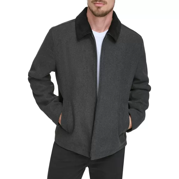 imageDOCKERS Mens Wool Blend Zip Up Jacket with Quilted BibCharcoal Without Bib