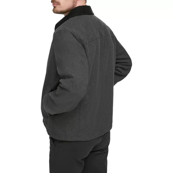 imageDOCKERS Mens Wool Blend Zip Up Jacket with Quilted BibCharcoal Without Bib