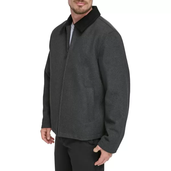 imageDOCKERS Mens Wool Blend Zip Up Jacket with Quilted BibCharcoal Without Bib