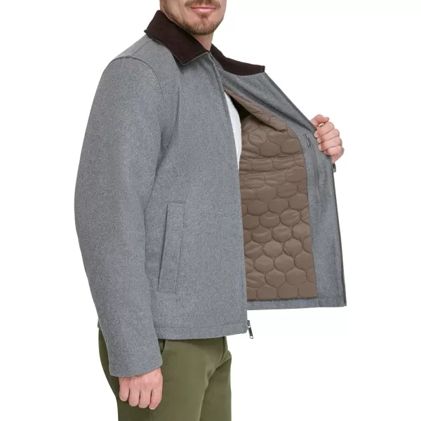 imageDOCKERS Mens Wool Blend Zip Up Jacket with Quilted BibLight Grey Without Bib