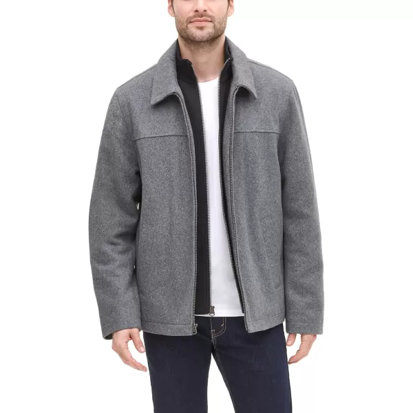 imageDOCKERS Mens Wool Blend Zip Up Jacket with Quilted BibLight GreySoftshell Bib