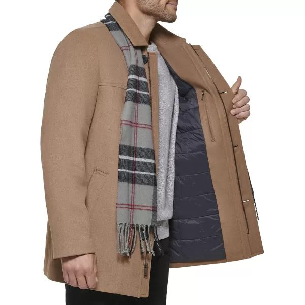 imageDockers Mens Weston Wool Blend Coat with Scarf Regular and Big ampamp TallCamelLight Grey Scarf