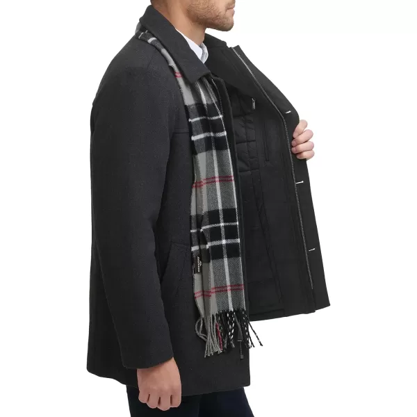 imageDockers Mens Weston Wool Blend Coat with Scarf Regular and Big ampamp TallCharcoalLight Grey Scarf