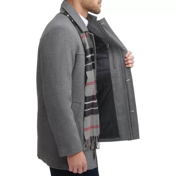 imageDockers Mens Weston Wool Blend Coat with Scarf Regular and Big ampamp TallLight Grey