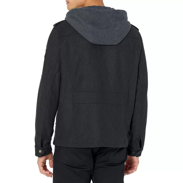 imageLevis Mens Wool Blend Hooded Military JacketCharcoal