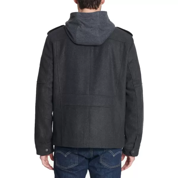 imageLevis Mens Wool Blend Hooded Military JacketCharcoal