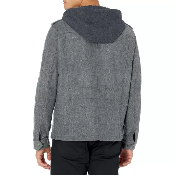 imageLevis Mens Wool Blend Hooded Military JacketLt Grey
