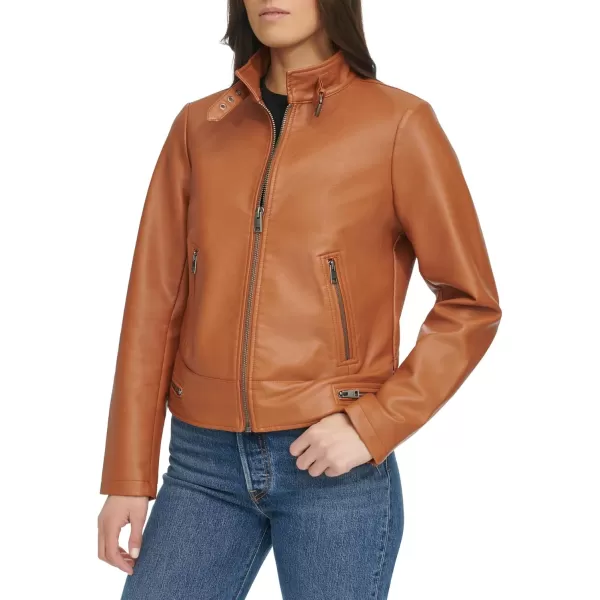 imageLevis Womens Faux Leather Motocross Racer Jacket Standard and PlusMocha Latch Collar