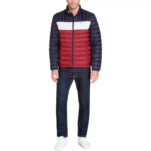 imageTommy Hilfiger Mens Packable Down Puffer JacketMidnightWhiteRed