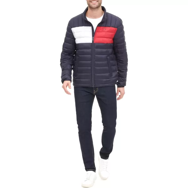 imageTommy Hilfiger Mens Packable Down Puffer JacketTommy Flag Color Block