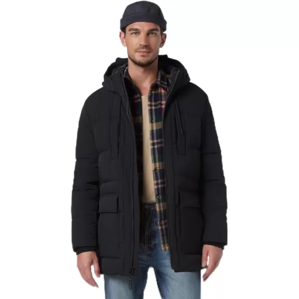 imageAndrew Marc Mens MidLength Puffer JacketBlack Silverton