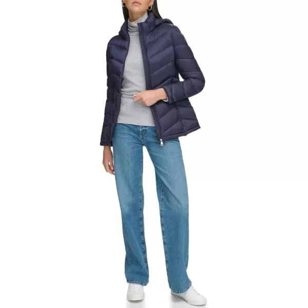 imageCalvin Klein Womens Lightweight Hooded Puffer JacketLightweight Chevron Classic Blue