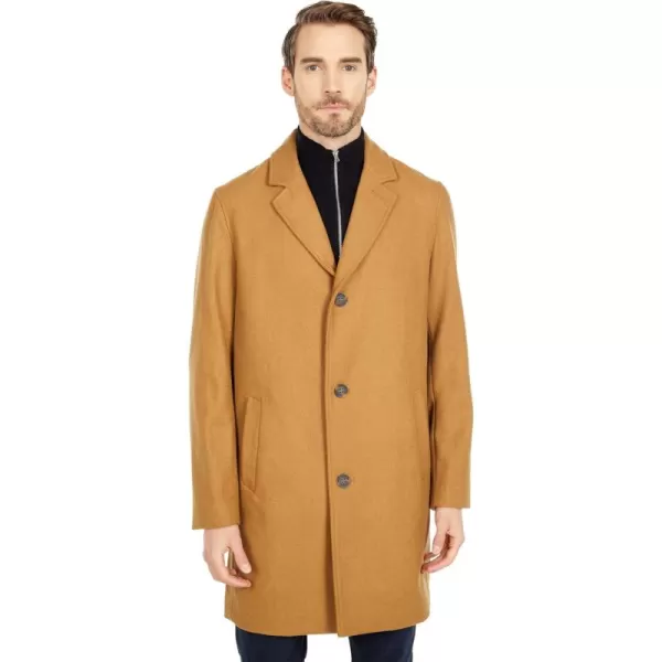 imageCole Haan Mens Melton Wool Notched Collar Coat With Welt Body PocketsCamel