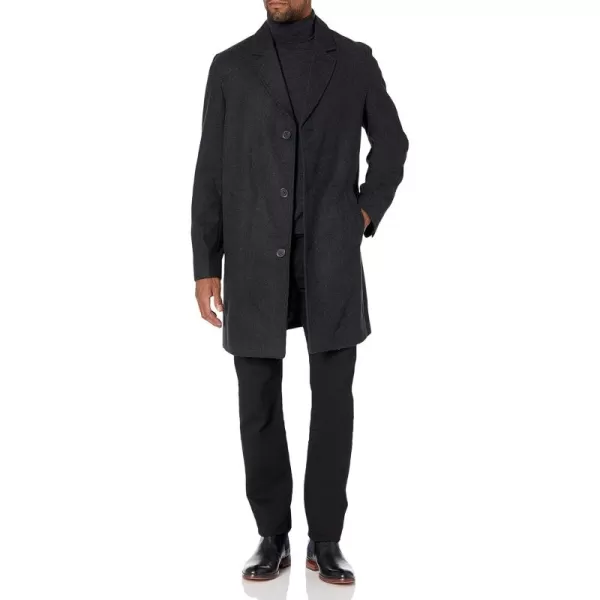 imageCole Haan Mens Melton Wool Notched Collar Coat With Welt Body PocketsCharcoal