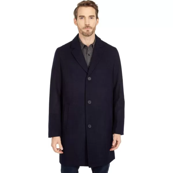 imageCole Haan Mens Melton Wool Notched Collar Coat With Welt Body PocketsNavy