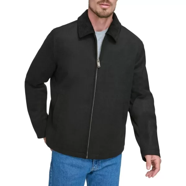 imageDOCKERS Mens Wool Blend Zip Up Jacket with Quilted BibBlack Without Bib