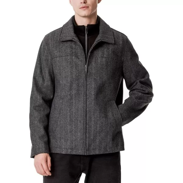 imageDOCKERS Mens Wool Blend Zip Up Jacket with Quilted BibCharcoal Herringbone