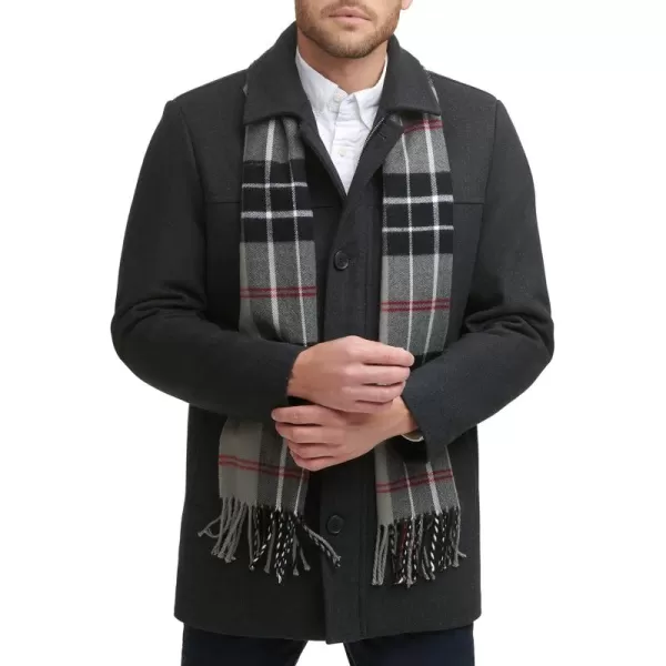 imageDockers Mens Weston Wool Blend Coat with Scarf Regular and Big ampamp TallCharcoalLight Grey Scarf