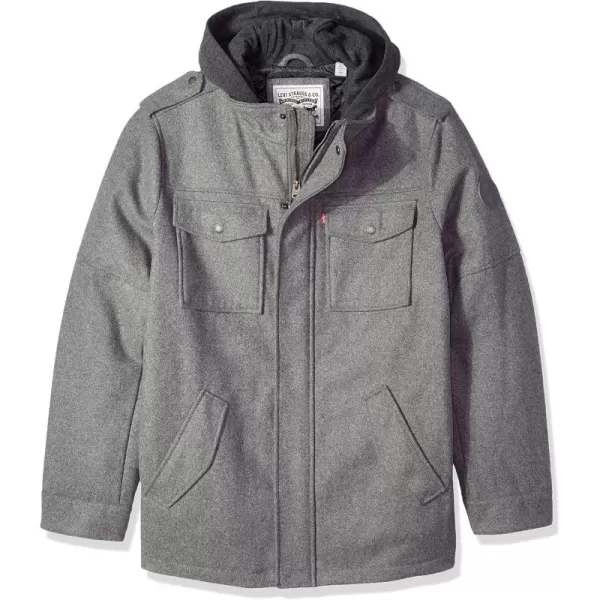 imageLevis Mens Wool Blend Hooded Military JacketLight Grey