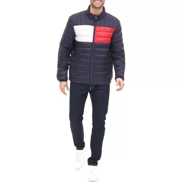 imageTommy Hilfiger Mens Packable Down Puffer JacketTommy Flag Color Block