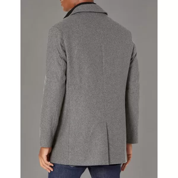 imageCole Haan Mens Classic Melton Top Coat with Faux Leather DetailsLt Grey