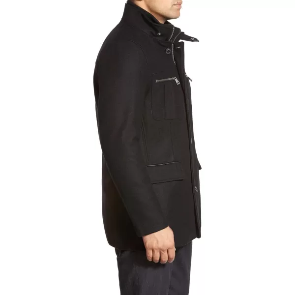 imageCole Haan Mens Wool Melton Coat with Nylon BibBlack