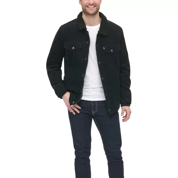 imageLevis Mens Corduroy Sherpa Lined Trucker JacketBlack Corduroy
