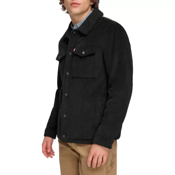 imageLevis Mens Corduroy Sherpa Lined Trucker JacketBlack Wide Wale Corduroy