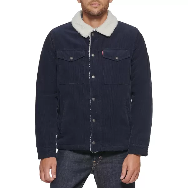 imageLevis Mens Corduroy Sherpa Lined Trucker JacketNavy Corduroy