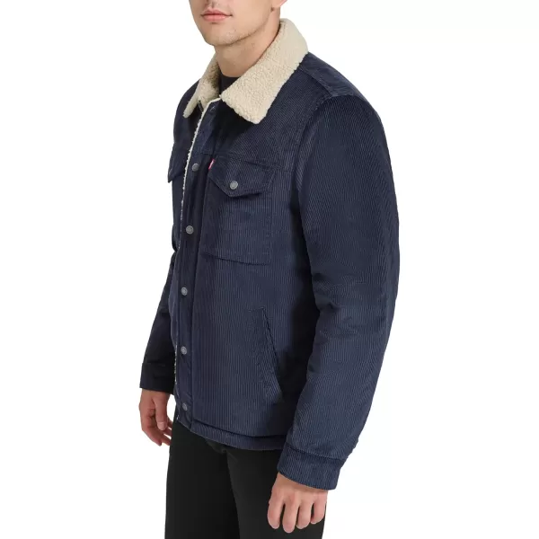 imageLevis Mens Corduroy Sherpa Lined Trucker JacketNavy Wide Wale Corduroy