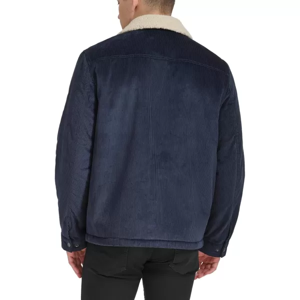 imageLevis Mens Corduroy Sherpa Lined Trucker JacketNavy Wide Wale Corduroy