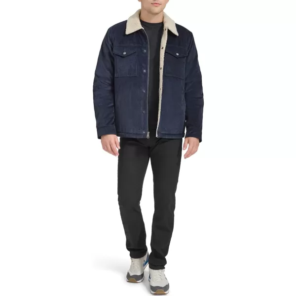 imageLevis Mens Corduroy Sherpa Lined Trucker JacketNavy Wide Wale Corduroy