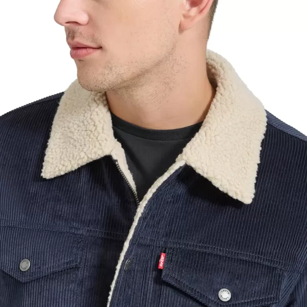 imageLevis Mens Corduroy Sherpa Lined Trucker JacketNavy Wide Wale Corduroy