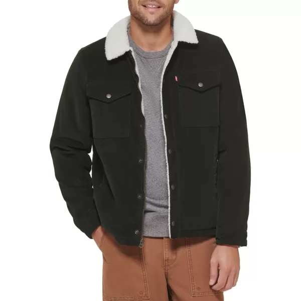 imageLevis Mens Corduroy Sherpa Lined Trucker JacketOlive Corduroy