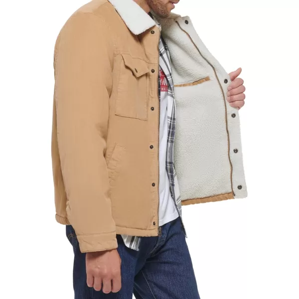 imageLevis Mens Corduroy Sherpa Lined Trucker JacketTan Corduroy