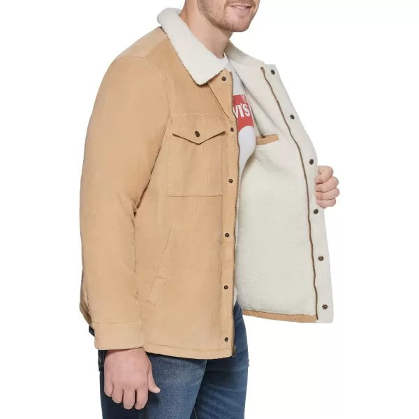 imageLevis Mens Corduroy Sherpa Lined Trucker JacketTan Corduroy