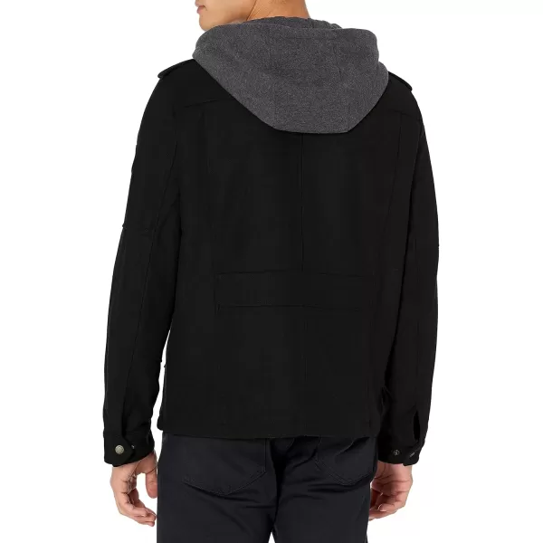 imageLevis Mens Wool Blend Hooded Military Jacket Regular ampamp Big ampamp Tall SizesBlack