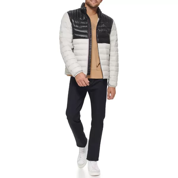 imageTommy Hilfiger Mens Legacy Ultra Loft Lightweight Packable Puffer Jacket Standard and Big ampamp TallBlackWhite Colorblock