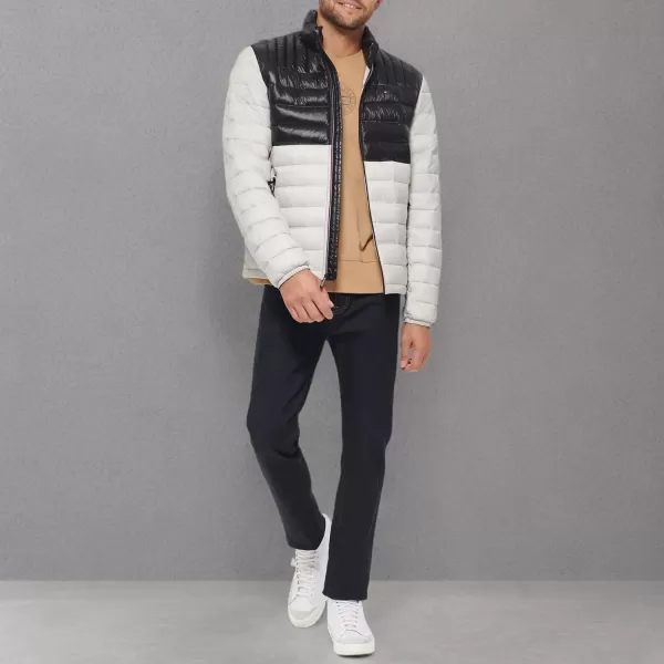 imageTommy Hilfiger Mens Legacy Ultra Loft Lightweight Packable Puffer Jacket Standard and Big ampamp TallBlackWhite Colorblock