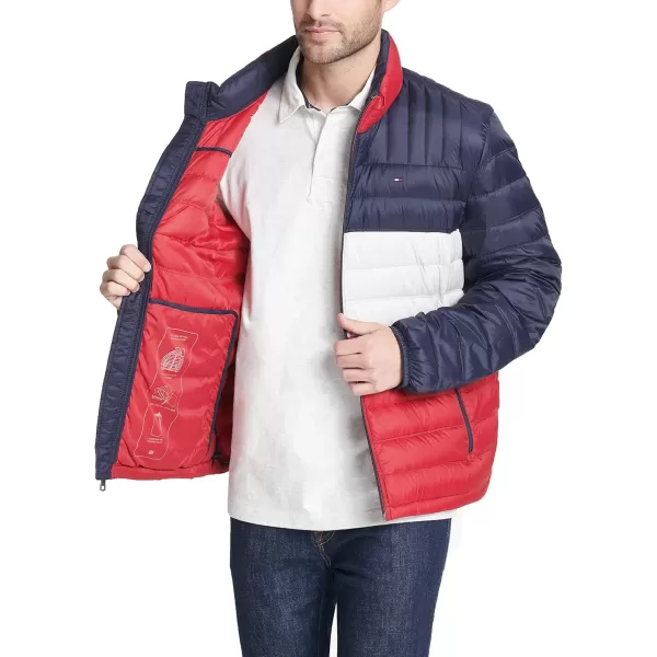 imageTommy Hilfiger Mens Legacy Ultra Loft Lightweight Packable Puffer Jacket Standard and Big ampamp TallMidnightWhiteRed