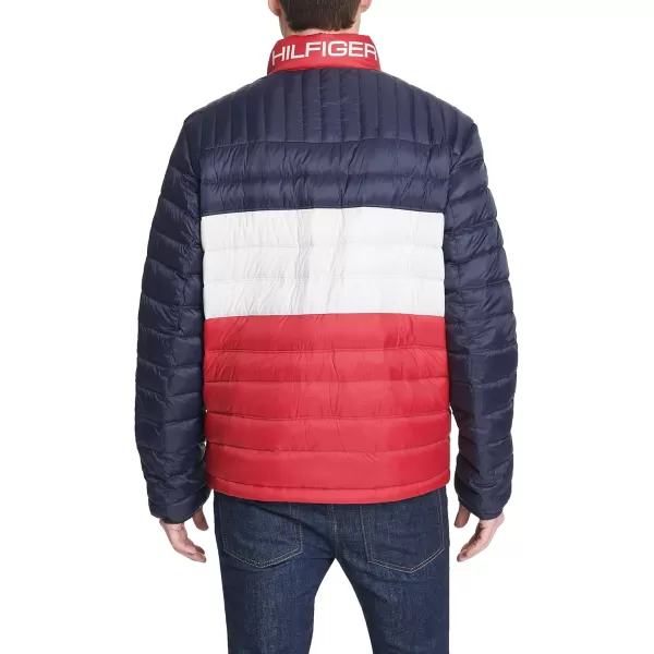 imageTommy Hilfiger Mens Legacy Ultra Loft Lightweight Packable Puffer Jacket Standard and Big ampamp TallMidnightWhiteRed