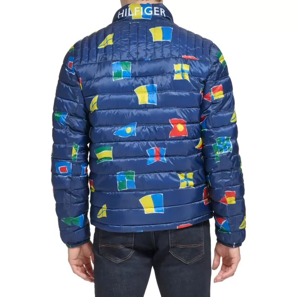 imageTommy Hilfiger Mens Legacy Ultra Loft Lightweight Packable Puffer Jacket Standard and Big ampamp TallNavy Flag Print