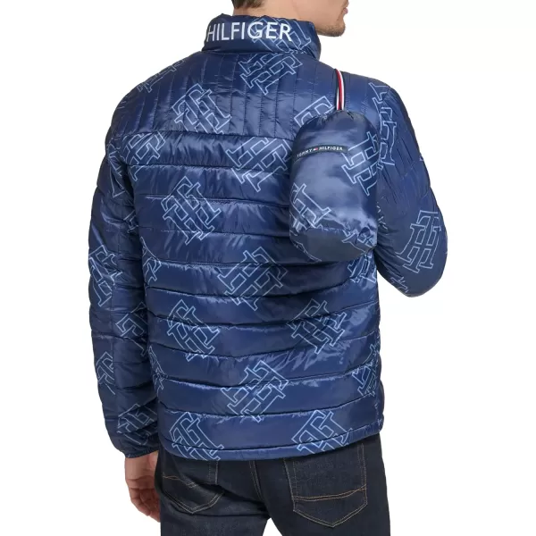 imageTommy Hilfiger Mens Legacy Ultra Loft Lightweight Packable Puffer Jacket Standard and Big ampamp TallNavy Th Logo Print